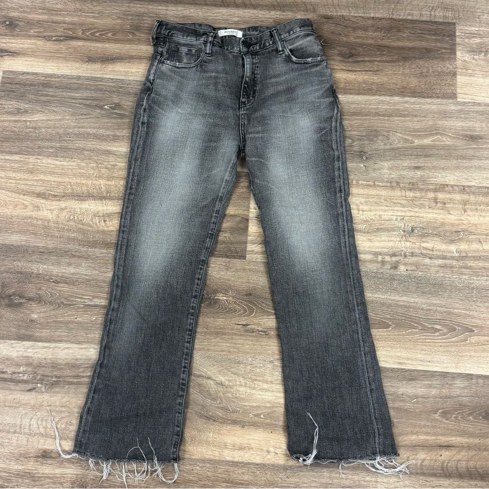 Moussy Vintage Raw Hem Straight Grey Black Jeans Women’s 27